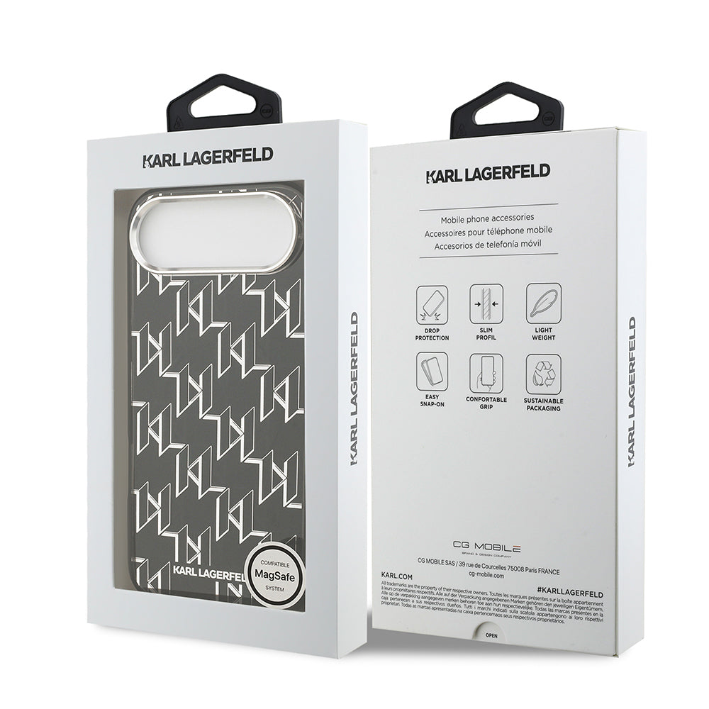 Apple iPhone 17 Air Kılıf Orjinal Lisanslı M-safe Şarj Özellikli Karl Lagerfeld IML Baskılı Monogram Dizayn Kapak