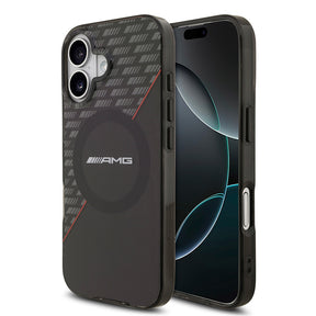 Apple iPhone 17 Kılıf AMG Orjinal Lisanslı M-safe Şarj Özellikli Çift Katmanlı Kırmızı Çapraz Çizgili Kapak