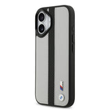 Apple iPhone 17 Kılıf BMW Orjinal Lisanslı M-safe Şarj Özellikli Deri Arka Yüzey Metal Logolu Delikli Şerit Tasarımlı Kapak