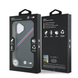 Apple iPhone 17 Kılıf BMW Orjinal Lisanslı M-safe Şarj Özellikli M Logolu Üç Şeritli Delikli Deri Kapak