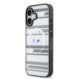 Apple iPhone 17 Kılıf BMW Orjinal Lisanslı M-safe Şarj Özellikli Metal Kamera Butonlu Yatay Şeritli M Dizayn Kapak
