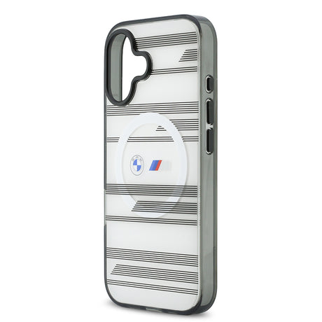 Apple iPhone 17 Kılıf BMW Orjinal Lisanslı M-safe Şarj Özellikli Metal Kamera Butonlu Yatay Şeritli M Dizayn Kapak