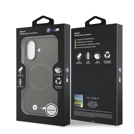 Apple iPhone 17 Kılıf BMW Orjinal Lisanslı M-safe Şarj Özellikli Metal Logolu Delikli M Dizayn Deri Kapak