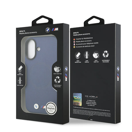 Apple iPhone 17 Kılıf BMW Orjinal Lisanslı M-safe Şarj Özellikli Metal Logolu Delikli M Dizayn Deri Kapak