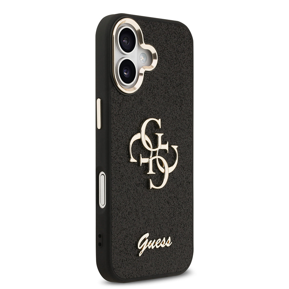 Apple iPhone 17 Kılıf Guess Orjinal Lisanslı 4G Büyük Metal Kamera Çerçeveli ve Logolu Glitter Kapak