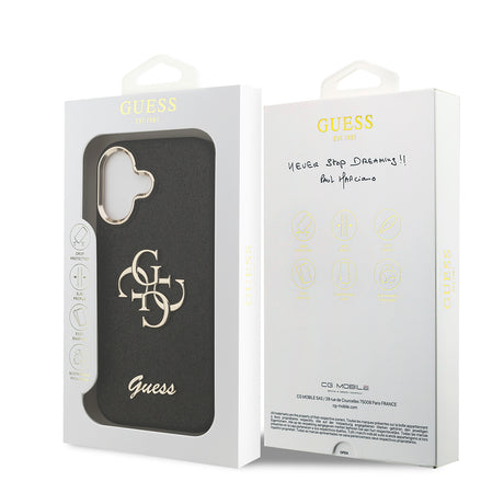 Apple iPhone 17 Kılıf Guess Orjinal Lisanslı 4G Büyük Metal Kamera Çerçeveli ve Logolu Glitter Kapak