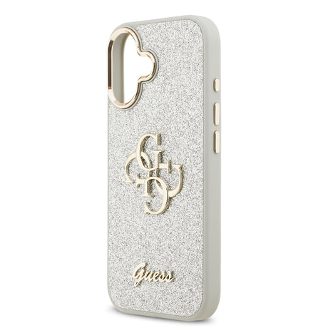 Apple iPhone 17 Kılıf Guess Orjinal Lisanslı 4G Büyük Metal Kamera Çerçeveli ve Logolu Glitter Kapak