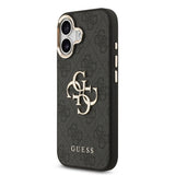 Apple iPhone 17 Kılıf Guess Orjinal Lisanslı Gold Metal Kamera Çerçeveli 4G Desenli Metal Büyük 4G ve Yazı Logolu Kapak