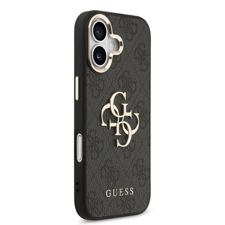 Apple iPhone 17 Kılıf Guess Orjinal Lisanslı Gold Metal Kamera Çerçeveli 4G Desenli Metal Büyük 4G ve Yazı Logolu Kapak