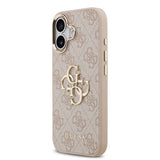 Apple iPhone 17 Kılıf Guess Orjinal Lisanslı Gold Metal Kamera Çerçeveli 4G Desenli Metal Büyük 4G ve Yazı Logolu Kapak