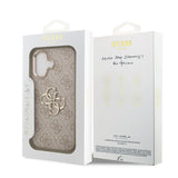 Apple iPhone 17 Kılıf Guess Orjinal Lisanslı Gold Metal Kamera Çerçeveli 4G Desenli Metal Büyük 4G ve Yazı Logolu Kapak