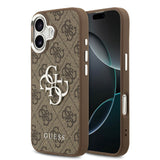 Apple iPhone 17 Kılıf Guess Orjinal Lisanslı Gümüş Metal Kamera Çerçeveli 4G Desenli Metal Büyük 4G ve Yazı Logolu Kapak