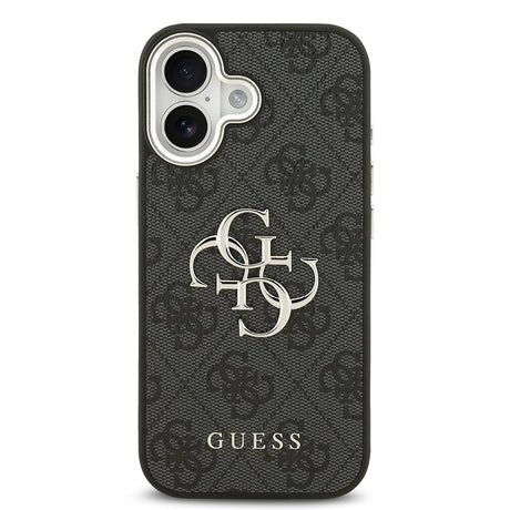 Apple iPhone 17 Kılıf Guess Orjinal Lisanslı Gümüş Metal Kamera Çerçeveli 4G Desenli Metal Büyük 4G ve Yazı Logolu Kapak