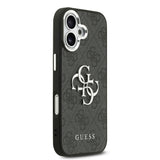 Apple iPhone 17 Kılıf Guess Orjinal Lisanslı Gümüş Metal Kamera Çerçeveli 4G Desenli Metal Büyük 4G ve Yazı Logolu Kapak