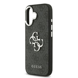Apple iPhone 17 Kılıf Guess Orjinal Lisanslı Gümüş Metal Kamera Çerçeveli 4G Desenli Metal Büyük 4G ve Yazı Logolu Kapak
