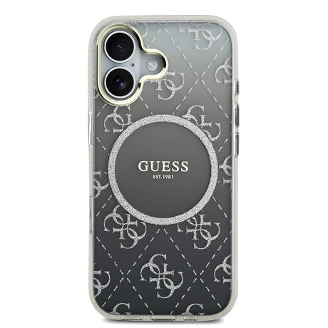 Apple iPhone 17 Kılıf Guess Orjinal Lisanslı M-safe Şarj Özellikli 4G Desenli Simli Silikon Kapak