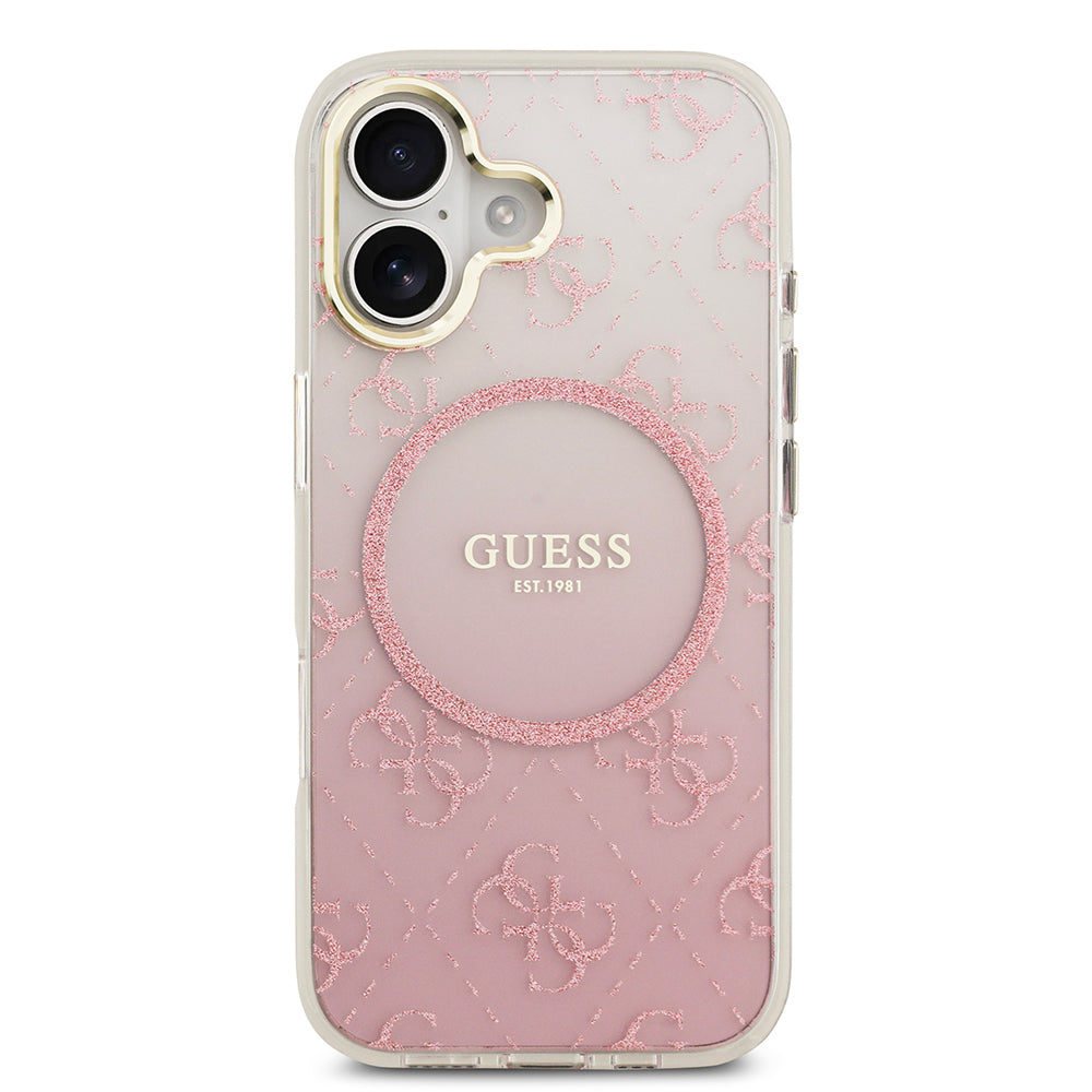 Apple iPhone 17 Kılıf Guess Orjinal Lisanslı M-safe Şarj Özellikli 4G Desenli Simli Silikon Kapak