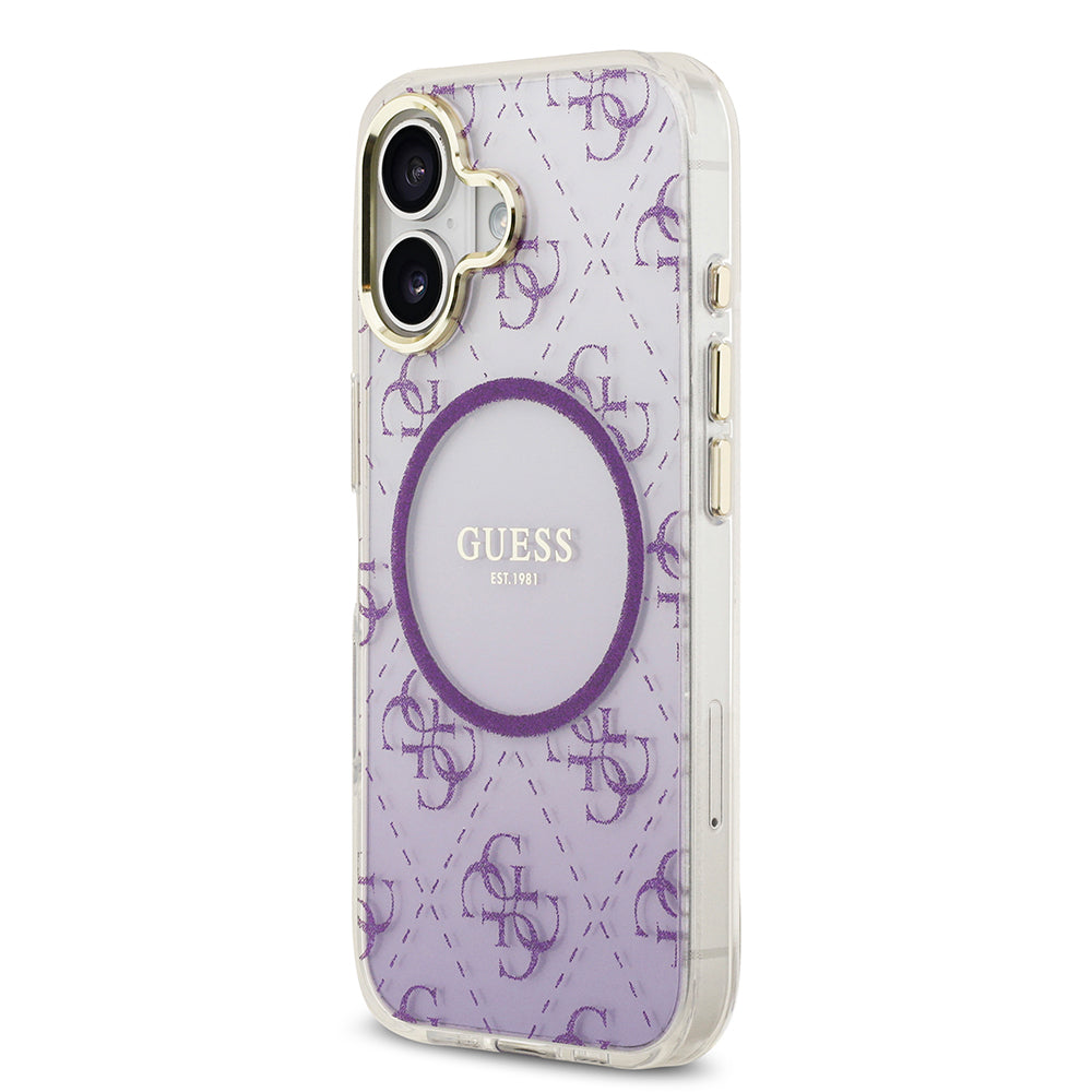 Apple iPhone 17 Kılıf Guess Orjinal Lisanslı M-safe Şarj Özellikli 4G Desenli Simli Silikon Kapak