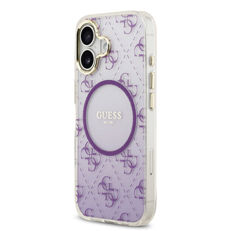 Apple iPhone 17 Kılıf Guess Orjinal Lisanslı M-safe Şarj Özellikli 4G Desenli Simli Silikon Kapak