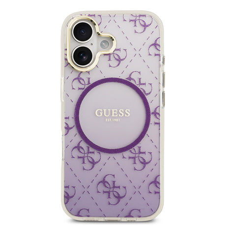 Apple iPhone 17 Kılıf Guess Orjinal Lisanslı M-safe Şarj Özellikli 4G Desenli Simli Silikon Kapak