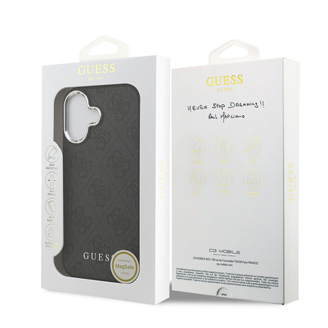 Apple iPhone 17 Kılıf Guess Orjinal Lisanslı M-safe Şarj Özellikli 4G Klasik Yazı Logolu Kapak