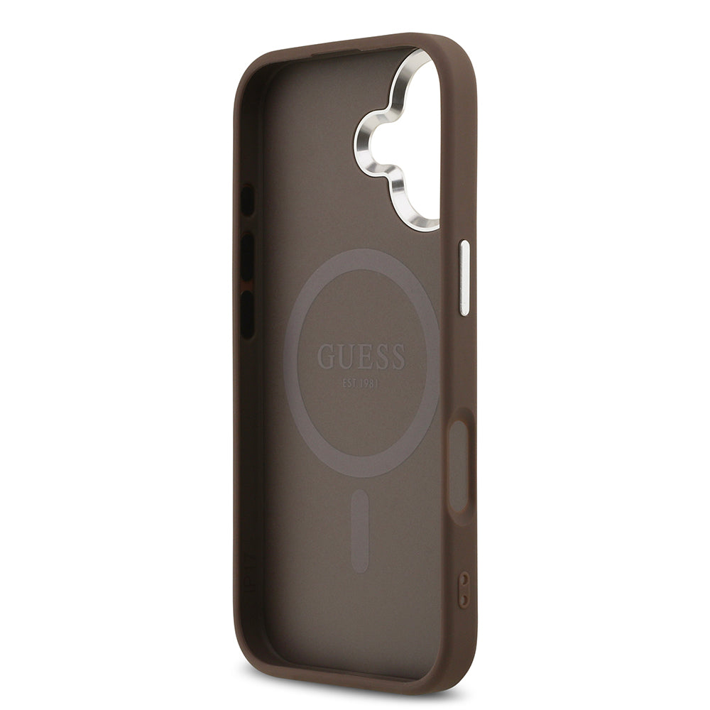 Apple iPhone 17 Kılıf Guess Orjinal Lisanslı M-safe Şarj Özellikli 4G Klasik Yazı Logolu Kapak