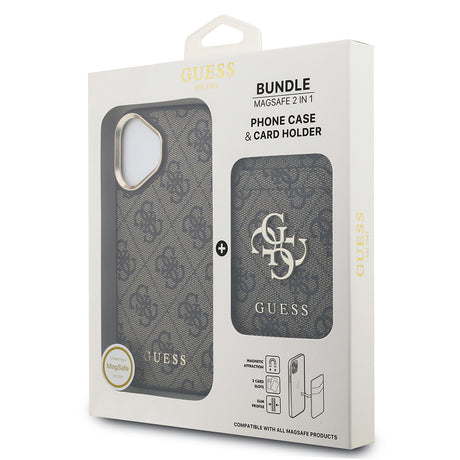 Apple iPhone 17 Kılıf Guess Orjinal Lisanslı M-safe Şarj Özellikli 4G Metal Büyük Logolu Kartlıklı Kapak
