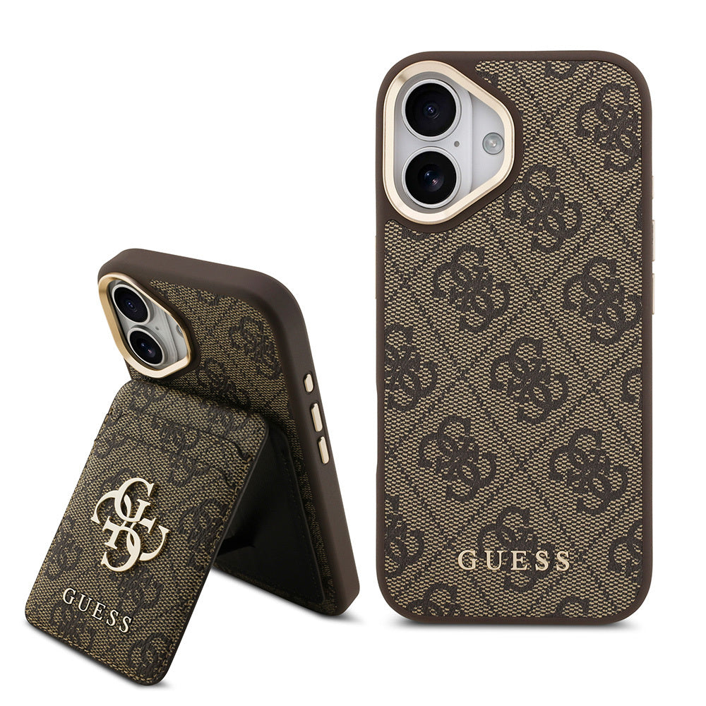 Apple iPhone 17 Kılıf Guess Orjinal Lisanslı M-safe Şarj Özellikli 4G Metal Büyük Logolu Kartlıklı Kapak