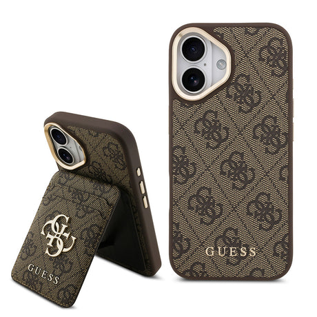Apple iPhone 17 Kılıf Guess Orjinal Lisanslı M-safe Şarj Özellikli 4G Metal Büyük Logolu Kartlıklı Kapak