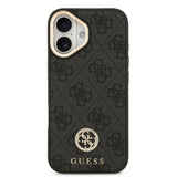 Apple iPhone 17 Kılıf Guess Orjinal Lisanslı M-safe Şarj Özellikli Gold Metal Kamera Çerçeveli Taşlı 4G Logolu Kapak