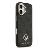 Apple iPhone 17 Kılıf Guess Orjinal Lisanslı M-safe Şarj Özellikli Gold Metal Kamera Çerçeveli Taşlı 4G Logolu Kapak