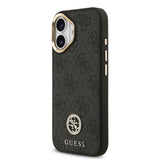 Apple iPhone 17 Kılıf Guess Orjinal Lisanslı M-safe Şarj Özellikli Gold Metal Kamera Çerçeveli Taşlı 4G Logolu Kapak