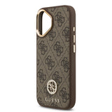 Apple iPhone 17 Kılıf Guess Orjinal Lisanslı M-safe Şarj Özellikli Gold Metal Kamera Çerçeveli Taşlı 4G Logolu Kapak