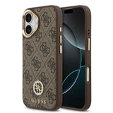 Apple iPhone 17 Kılıf Guess Orjinal Lisanslı M-safe Şarj Özellikli Gold Metal Kamera Çerçeveli Taşlı 4G Logolu Kapak