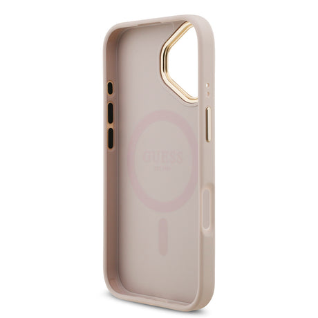 Apple iPhone 17 Kılıf Guess Orjinal Lisanslı M-safe Şarj Özellikli Gold Metal Kamera Çerçeveli Taşlı 4G Logolu Kapak