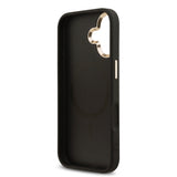 Apple iPhone 17 Kılıf Guess Orjinal Lisanslı M-safe Şarj Özellikli Gold Metal Kamera Çerçeveli Taşlı Üçgen Logo 4G Desenli Kapak