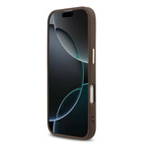 Apple iPhone 17 Kılıf Guess Orjinal Lisanslı M-safe Şarj Özellikli Gold Metal Kamera Çerçeveli Taşlı Üçgen Logo 4G Desenli Kapak