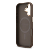 Apple iPhone 17 Kılıf Guess Orjinal Lisanslı M-safe Şarj Özellikli Gold Metal Kamera Çerçeveli Taşlı Üçgen Logo 4G Desenli Kapak