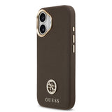 Apple iPhone 17 Kılıf Guess Orjinal Lisanslı M-safe Şarj Özellikli Grained Yazı ve Taşlı 4G Logolu Kapak