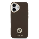 Apple iPhone 17 Kılıf Guess Orjinal Lisanslı M-safe Şarj Özellikli Grained Yazı ve Taşlı 4G Logolu Kapak