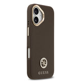 Apple iPhone 17 Kılıf Guess Orjinal Lisanslı M-safe Şarj Özellikli Grained Yazı ve Taşlı 4G Logolu Kapak