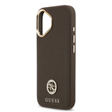 Apple iPhone 17 Kılıf Guess Orjinal Lisanslı M-safe Şarj Özellikli Grained Yazı ve Taşlı 4G Logolu Kapak