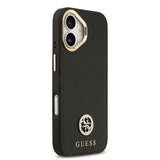 Apple iPhone 17 Kılıf Guess Orjinal Lisanslı M-safe Şarj Özellikli Grained Yazı ve Taşlı 4G Logolu Kapak