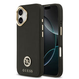 Apple iPhone 17 Kılıf Guess Orjinal Lisanslı M-safe Şarj Özellikli Grained Yazı ve Taşlı 4G Logolu Kapak