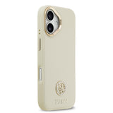 Apple iPhone 17 Kılıf Guess Orjinal Lisanslı M-safe Şarj Özellikli Grained Yazı ve Taşlı 4G Logolu Kapak