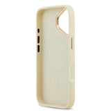 Apple iPhone 17 Kılıf Guess Orjinal Lisanslı M-safe Şarj Özellikli Grained Yazı ve Taşlı 4G Logolu Kapak