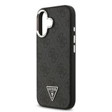 Apple iPhone 17 Kılıf Guess Orjinal Lisanslı M-safe Şarj Özellikli Gümüş Metal Kamera Çerçeveli Üçgen Logo 4G Desenli Kapak