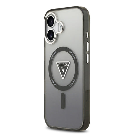 Apple iPhone 17 Kılıf Guess Orjinal Lisanslı M-safe Şarj Özellikli IML Baskılı Üçgen Logolu Metal Kamera Çerçeveli Kapak