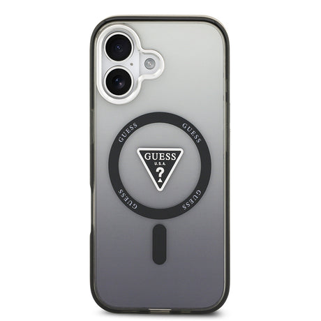 Apple iPhone 17 Kılıf Guess Orjinal Lisanslı M-safe Şarj Özellikli IML Baskılı Üçgen Logolu Metal Kamera Çerçeveli Kapak