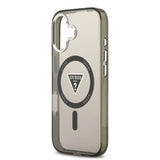 Apple iPhone 17 Kılıf Guess Orjinal Lisanslı M-safe Şarj Özellikli IML Baskılı Üçgen Logolu Metal Kamera Çerçeveli Kapak